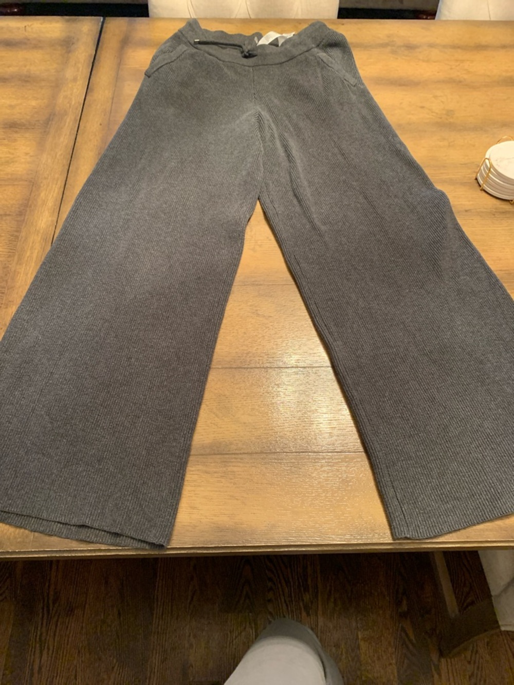 Primark Ribbed Wide-Leg Pants in Charcoal